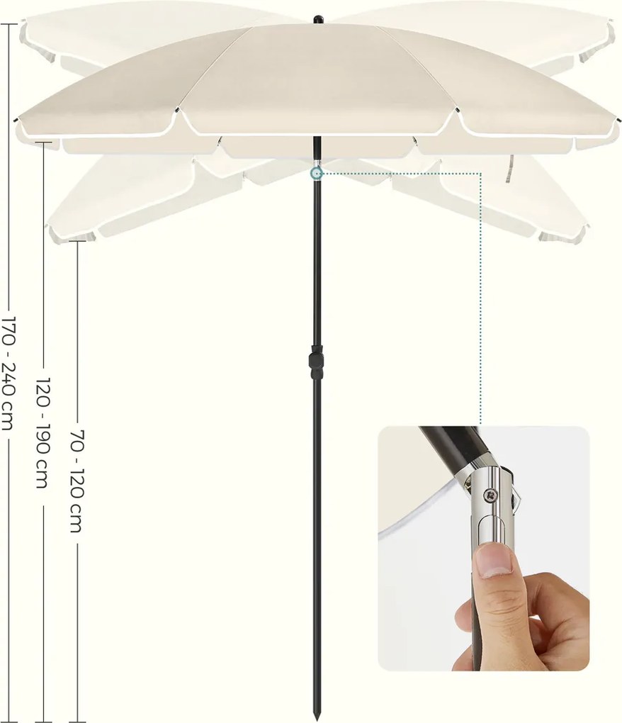 Umbrelă SOLARA, Ø200 cm, bej SongmicsHome