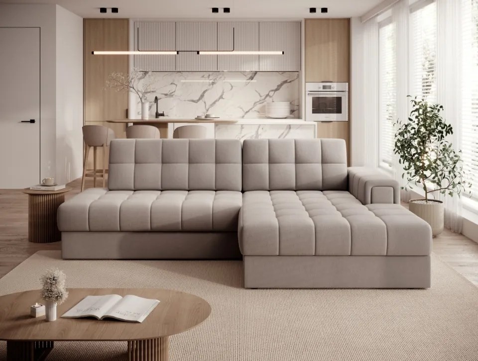 Coltar extensibil cu spatiu oentru depozitare, 240x150x82 cm, Blezalt R, Eltap (Culoare: Gri deschis / Gri)