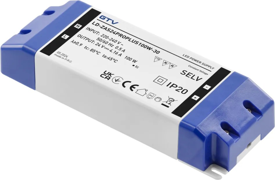 Transformator Pro+ GTV pentru bandă LED, 100W, 24V, IP20 100 W, 24 V, Plastic