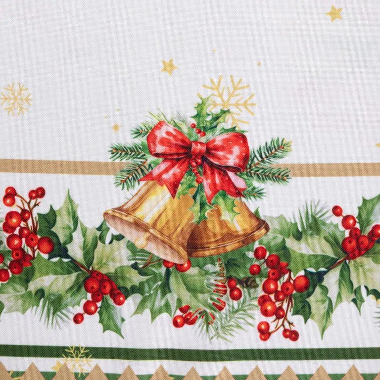 Fată de masă de Crăciun cu imprimeu ILEX ŞI CLOPOŢEI 85 x 85 cm
