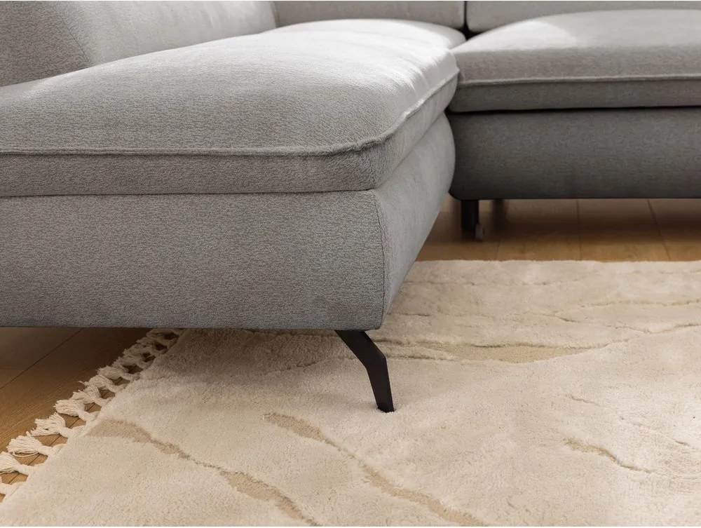 Colțar gri deschis cu tapițerie din chenille (cu colț pe partea stângă/în formă de ”L”) Marbeya – Ropez