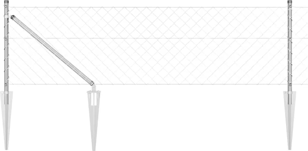 vidaXL Stâlp de gard. Argintiu 25 x 0,6 m (mesh 60 x 60 mm) Oțel
