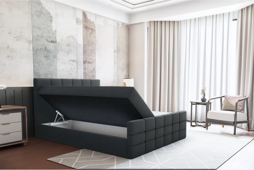 Pat boxspring, 180x200, gri, BEST