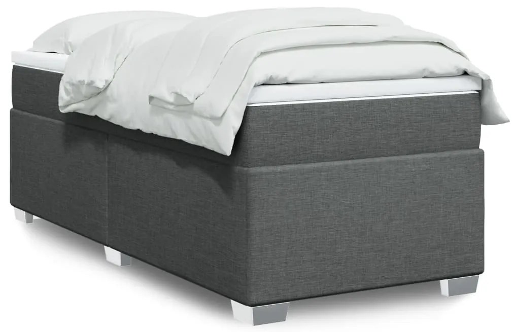 vidaXL Pat box spring cu saltea, gri închis, 100x200 cm, textil