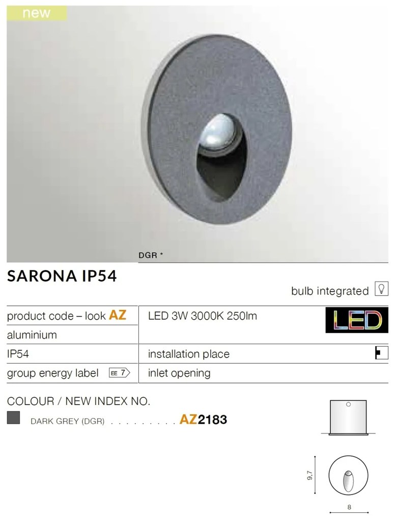Spot LED de exterior incastrabil, ambiental IP54 SARONA