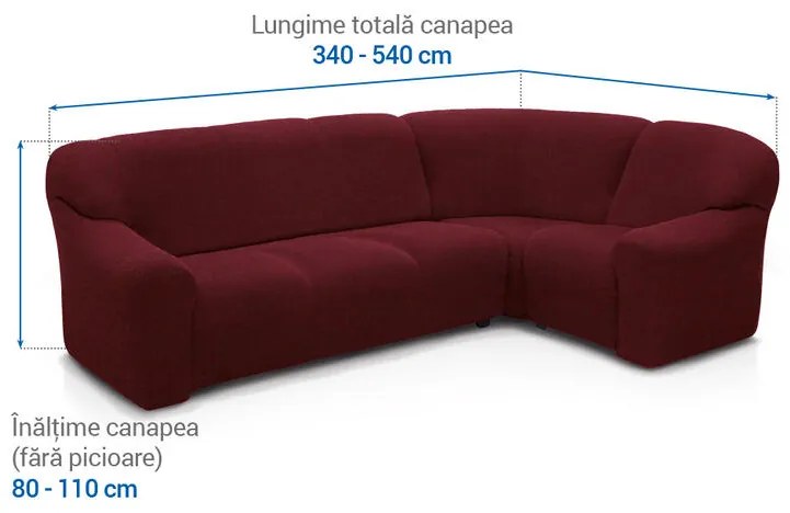 Huse super elastice HARMONIA bordo colțar (l. 340 - 540 cm)