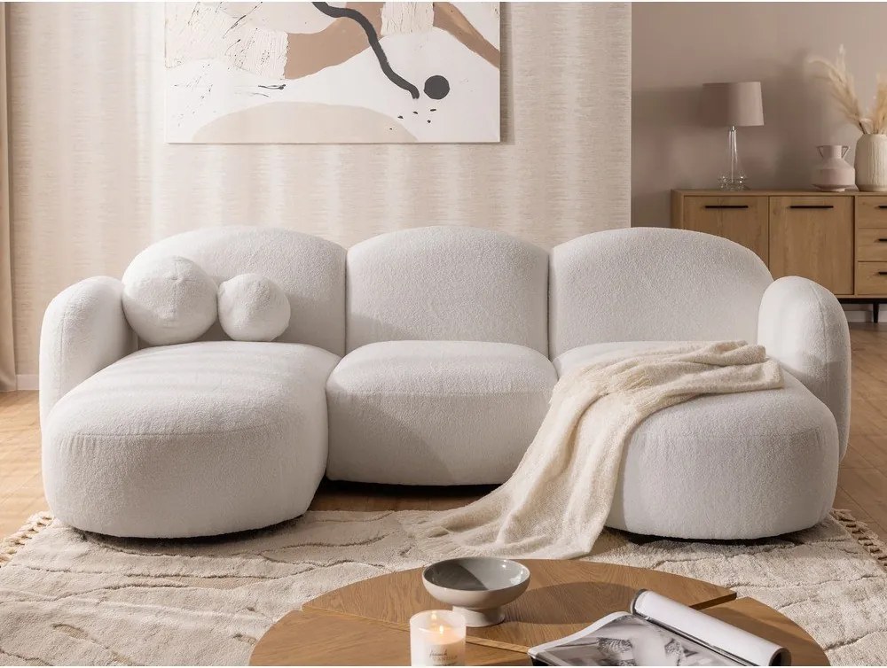 Colțar crem cu tapițerie din țesătură bouclé (în formă de "U") Orbit – Ropez