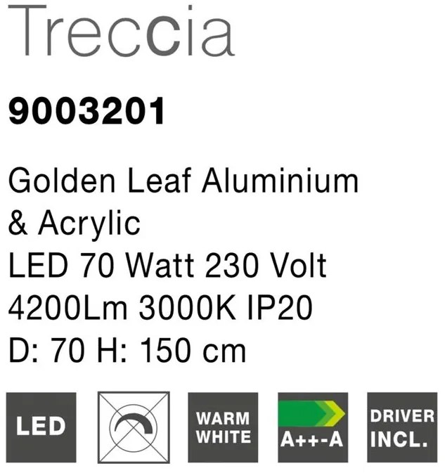 Lustra LED design modern Treccia, auriu
