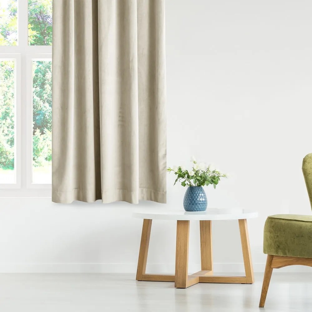 Draperie bej dimout (semi-opacă) din catifea 140x270 cm Eyelets – Restilo