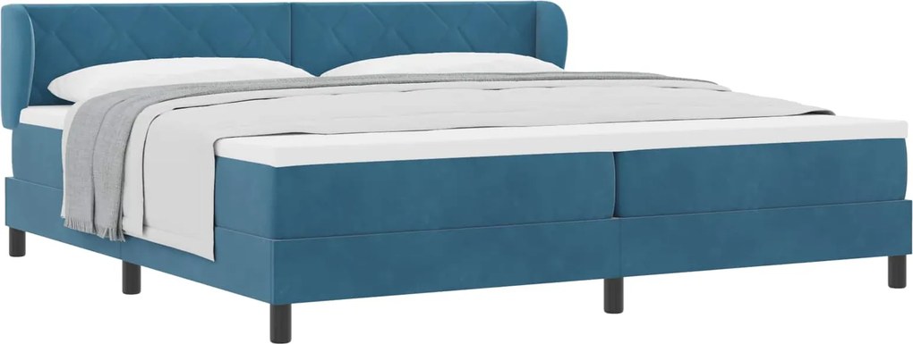 vidaXL Pat cu arcuri cu saltea Albastru închis 200 x 200 cm Catifea