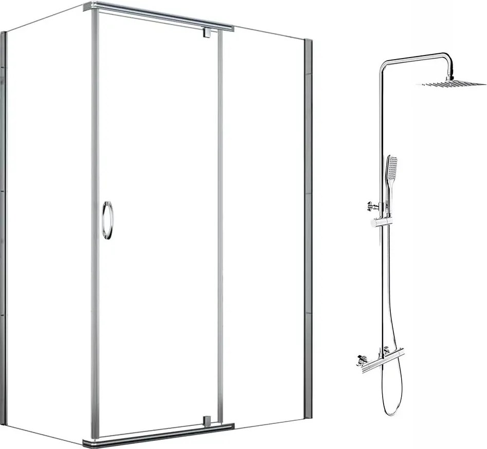 Pachet cabina de dus Mediaterraneo Catania crom 100x80 cm si coloana de dus OMNIRES Y crom