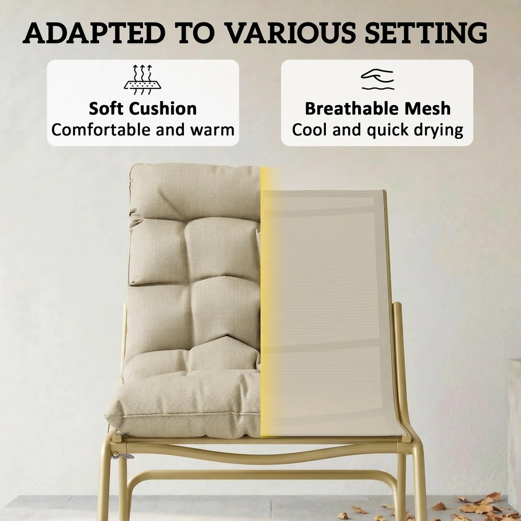 Outsunny Șezlong Balansoar Exterior, Șezut 63 cm, Pernă inclusă, Culoare Bej. | Aosom Romania