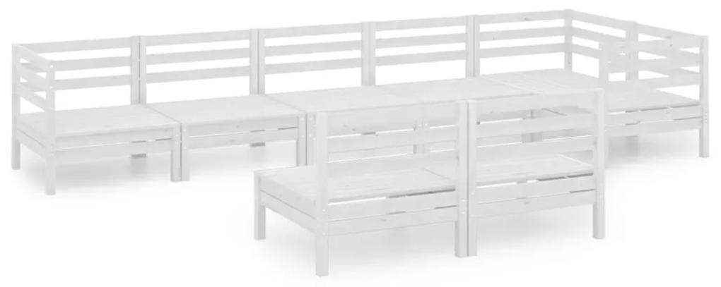 3082758 vidaXL Set mobilier de grădină, 8 piese, alb, lemn masiv de pin