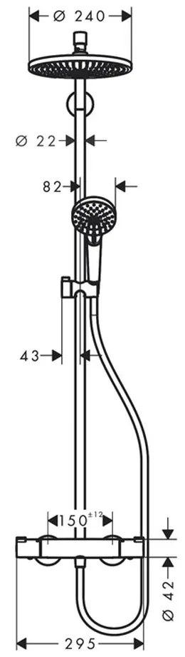 Coloana de dus cu baterie termostata, culoare crom, Hansgrohe Crometta S240