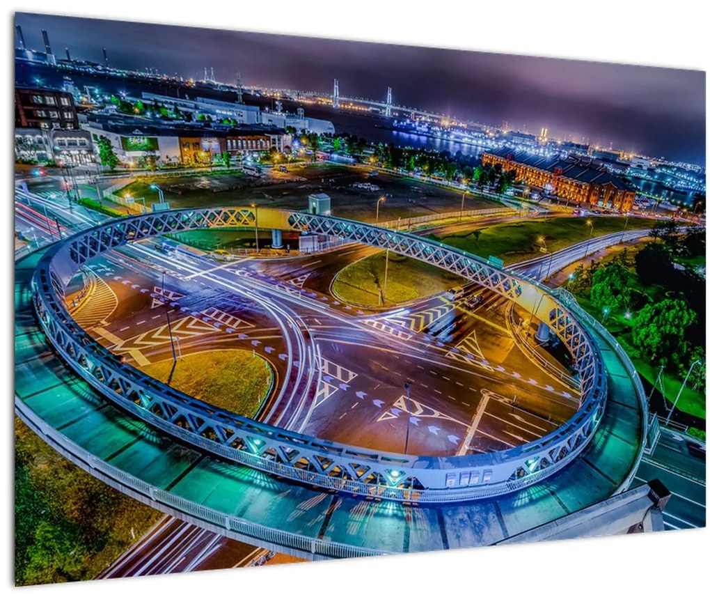 Tablou panorama orașului nocturn (90x60 cm)