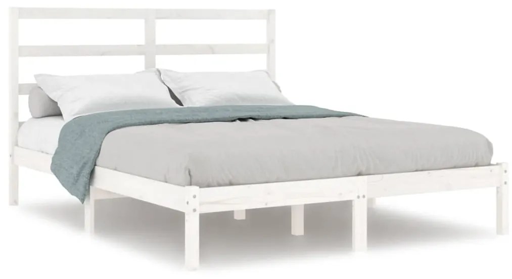 3104904 vidaXL Cadru de pat mic dublu, alb, 120x190 cm, lemn masiv