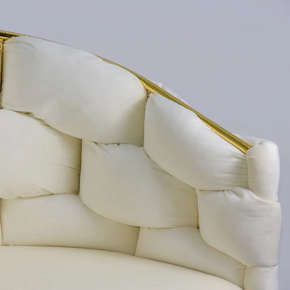 Scaun living crem din catifea cu cadru auriu BUC 251