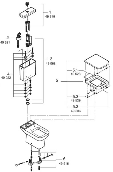 GROHE 39951000 - WC combinat START EDGE 384 × 668 mm ceramică/albă