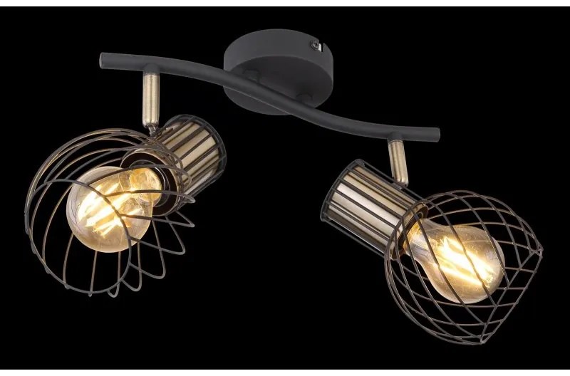 Aplica de perete / tavan cu 2 spoturi design industrial ARGUSTO negru, auriu