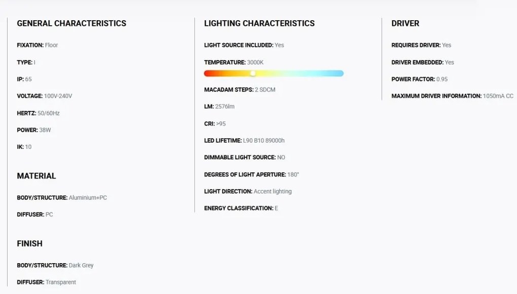 Stalp LED iluminat exterior simetric 180º IP65 RUSH 370cm 3000K