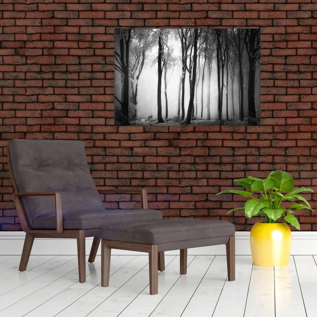 Tablou - Lup în pădurea întunecată (90x60 cm)