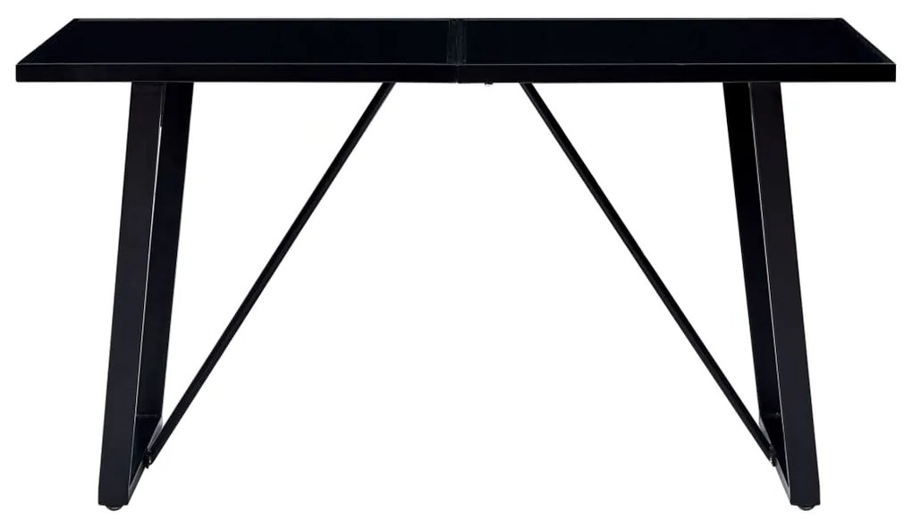 281556 vidaXL Masă de bucătărie, negru, 140 x 70 x 75 cm, sticlă securizată