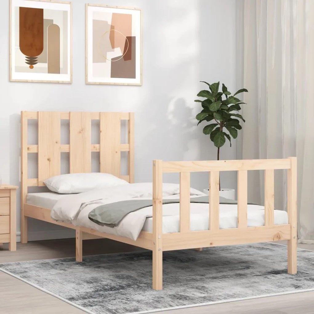3192221 vidaXL Cadru de pat cu tăblie, 100x200 cm, lemn masiv