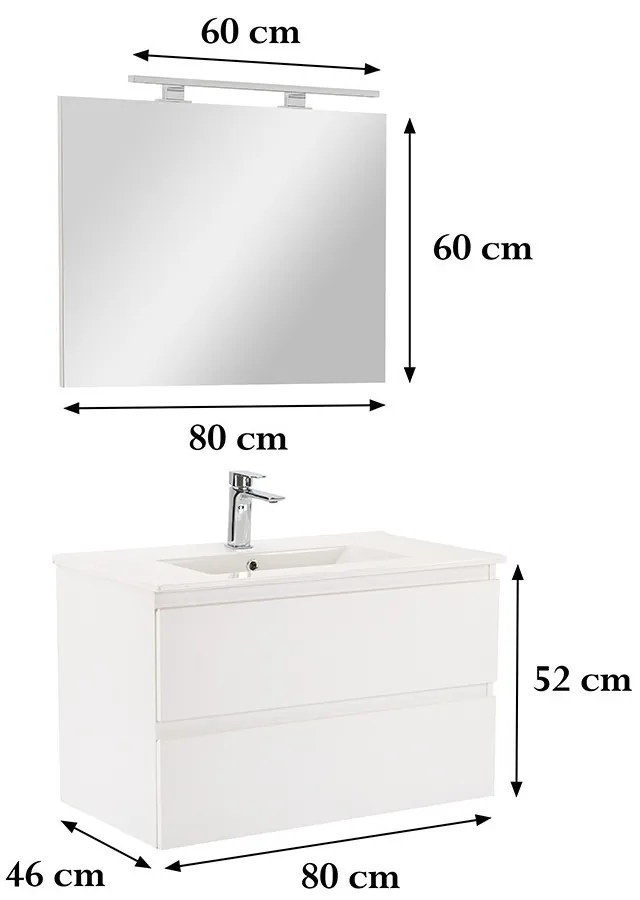 Mobilier complet de baie Vario Forte 80 alb-alb