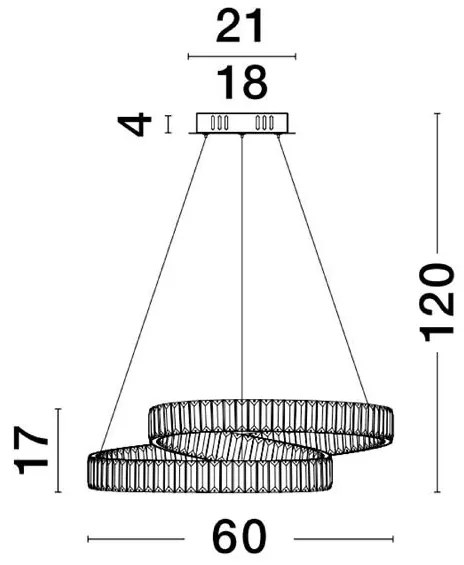 Pendul LED dimabil, cristal design elegant CONCETO crom 60cm