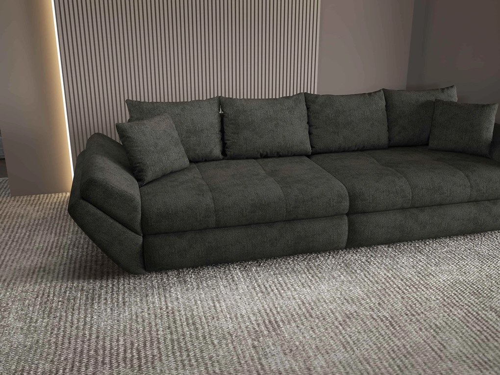 Canapea extensibilă dumonde cu ladă de depozitare si sezut confortabil din spuma high-density, Loana Enjoy Negru 300x100 cm