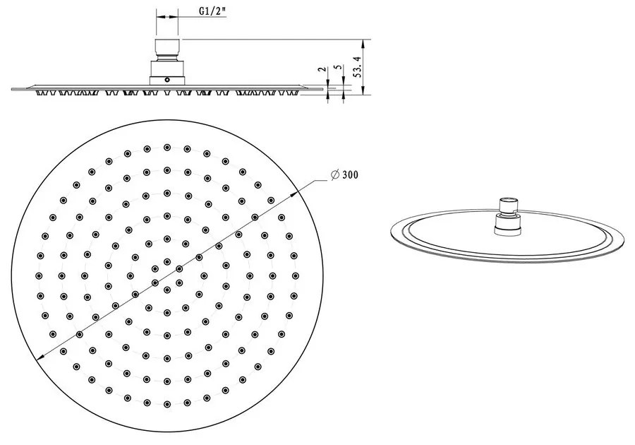 Cap de duș auriu din oțel inoxidabil ø 30 cm Slim – Sapho