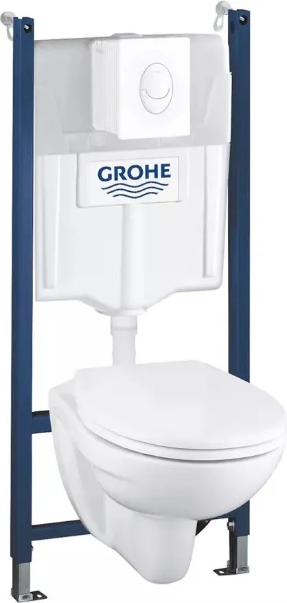 Set vas WC suspendat cu capac si rezervor incastrat Grohe Solido Compact 4 in 1 cu clapeta alba Skate Air preasamblat