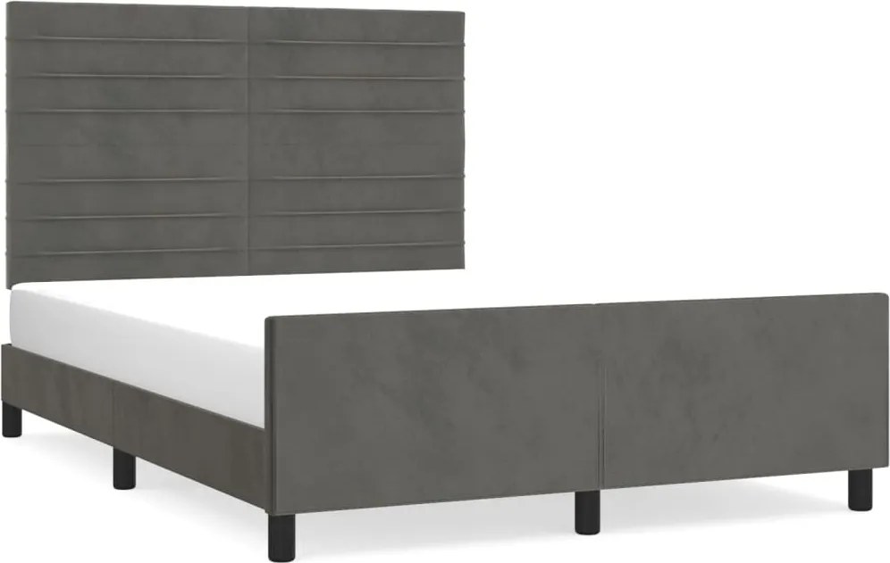 vidaXL Cadru de pat fără saltea, gri închis, 140x190 cm, catifea