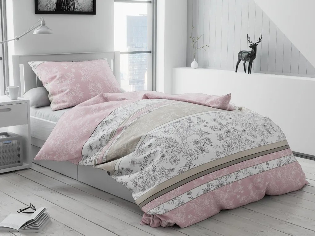 Lenjerie de pat din bumbac Culoare Roz, FORENZA Dimensiune lenjerie de pat: 70x90 cm, 140x200 cm