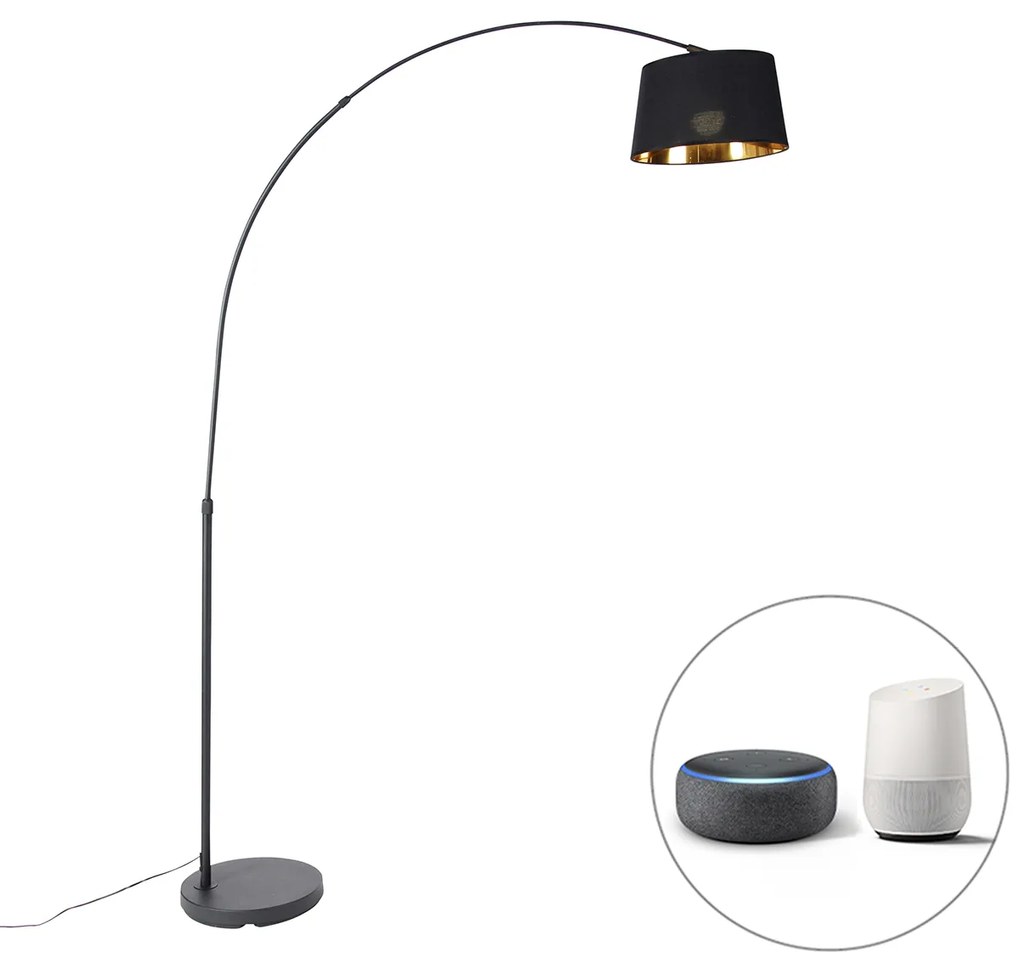 Lampă arcadă inteligentă neagră cu auriu, inclusiv Wifi A60 - Arc Basic