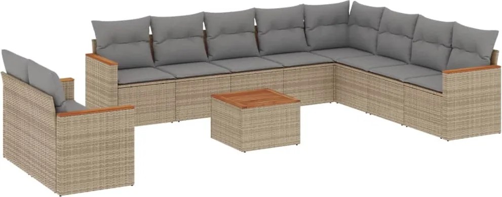 vidaXL Set canapele de grădină cu perne, 11 piese, bej, poliratan