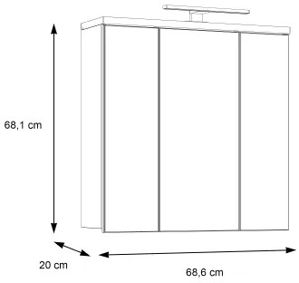 Dulap suspendat pentru baie cu oglindă VENOM, antracit/maro