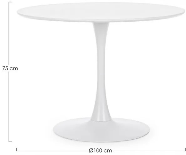 Masa dining pentru 4 persoane alba din MDF melaminat, ∅ 100 cm, Bloom Bizzotto