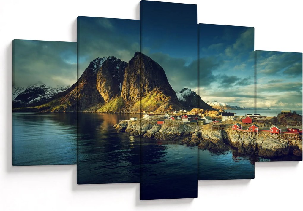 Tablou cu sat de pescari din Norvegia (150x105 cm)