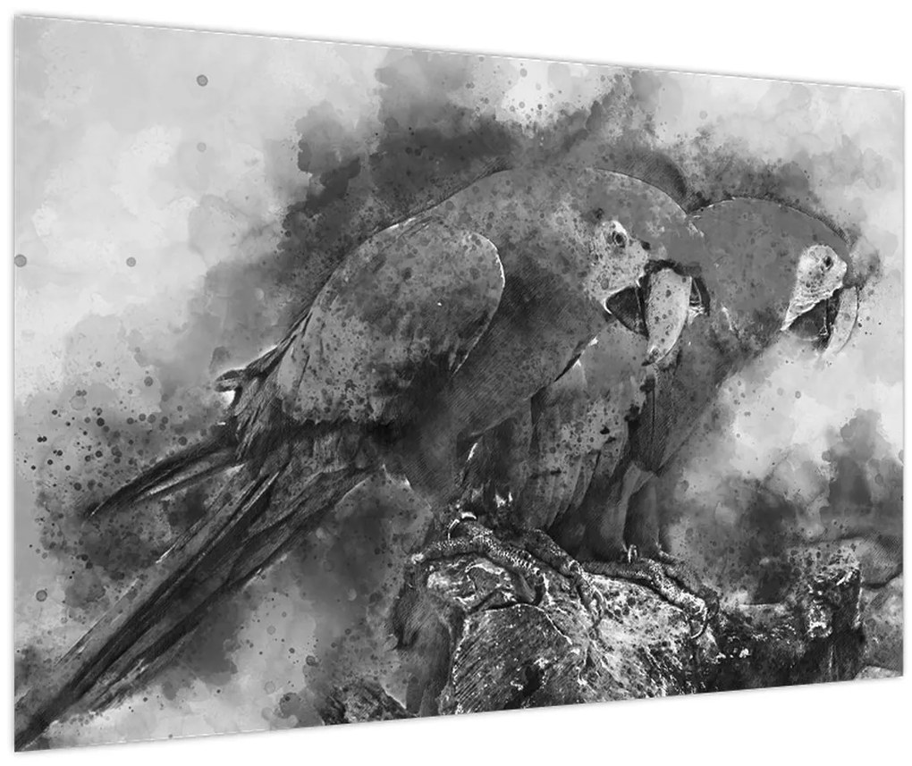 Tablou - Acuarelă papagali (90x60 cm)