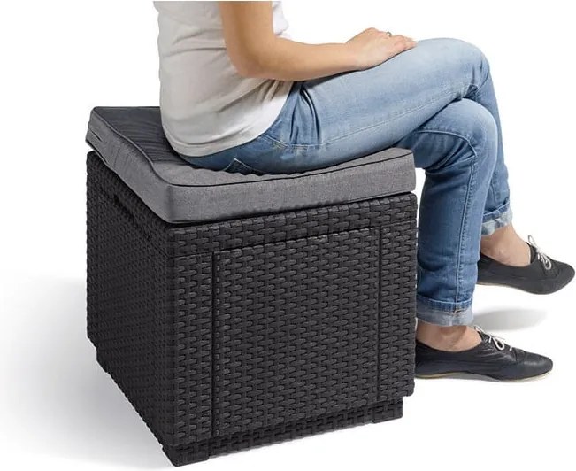 Taburet de grădină gri închis Cube – Keter
