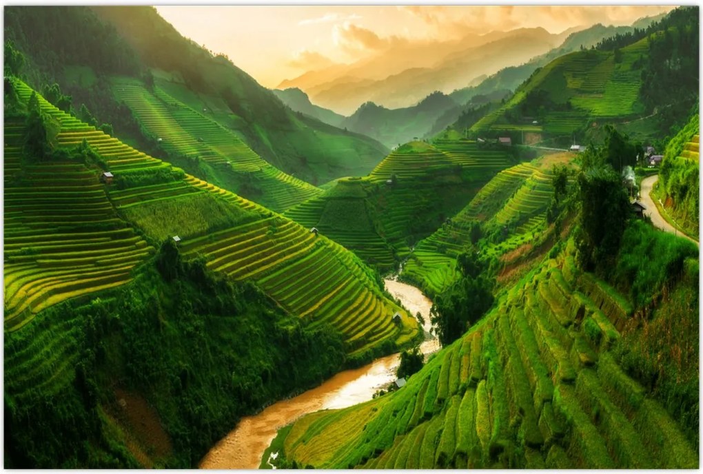 Tablou - Terase de orez Mu Cang Chai (90x60 cm)