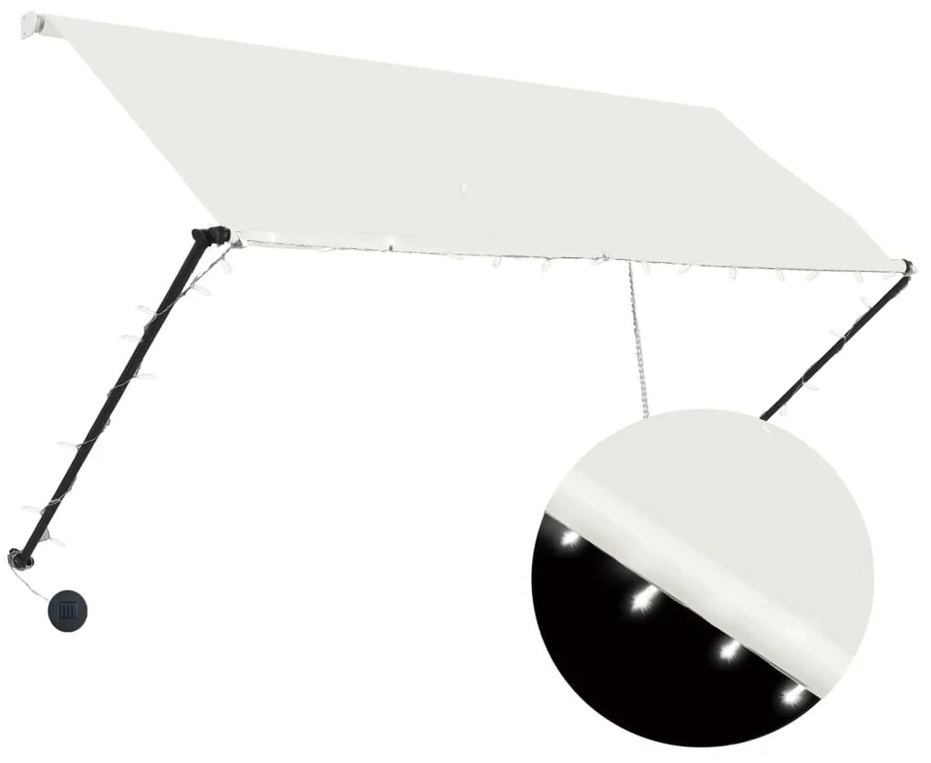 145924 vidaXL Copertină retractabilă cu LED, crem, 250 x 150 cm