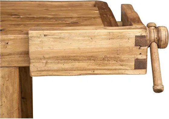 Banc de tamplar, L184 74 H92 cm, usi glisante, natur antic, lemn masiv