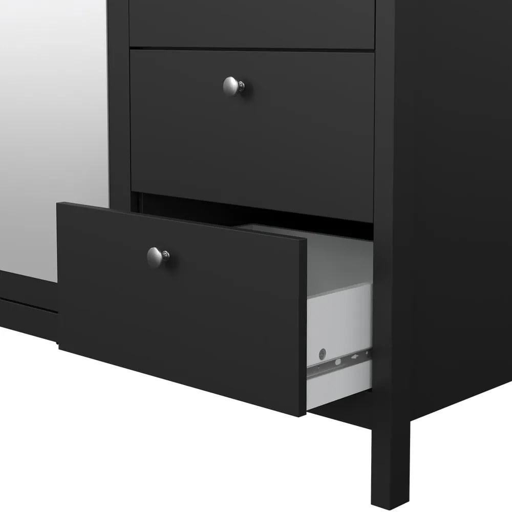 Șifonier negru cu oglindă 150x199x58 cm Madrid – Tvilum