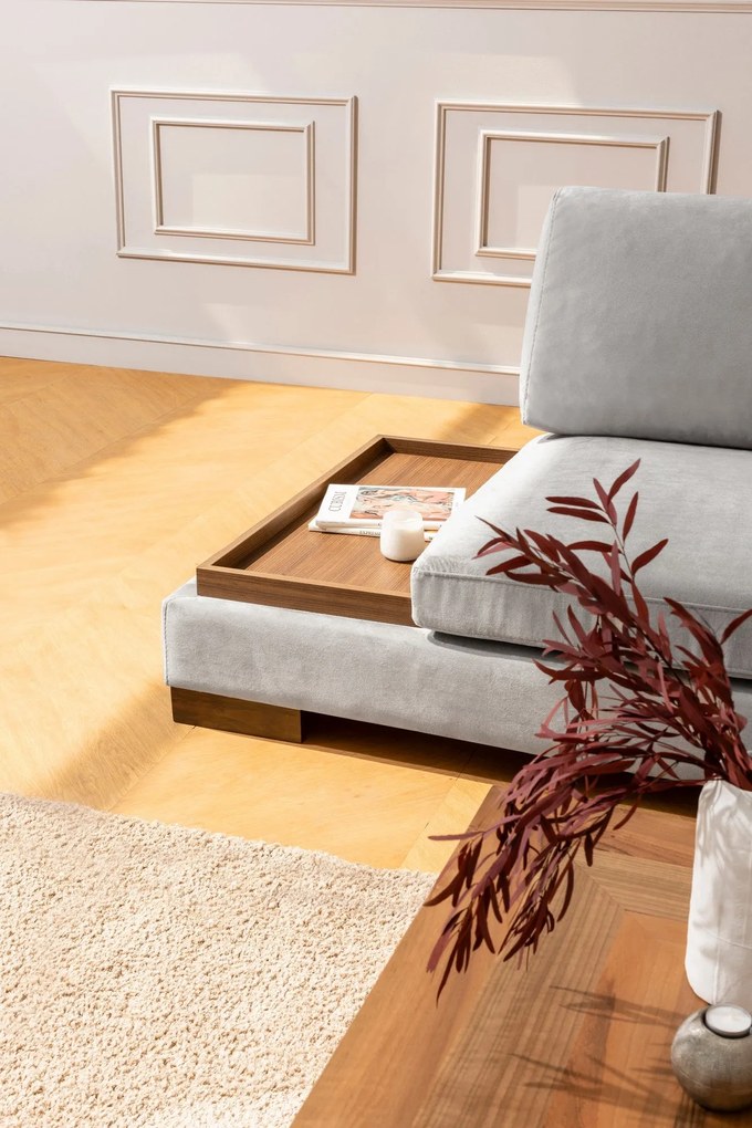 Canapea de colț Tulip Corner Right With Pouf - Light Grey