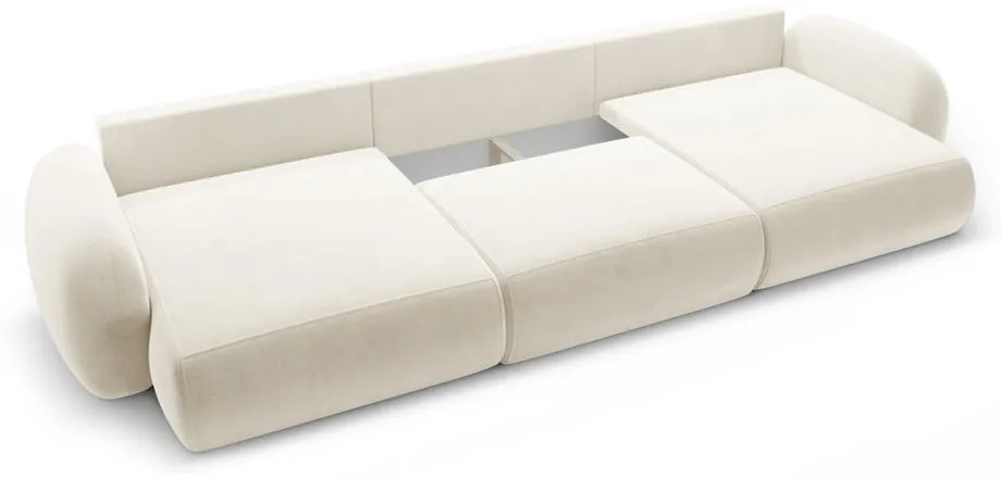 Colțar crem extensibil/cu spațiu de depozitare cu tapițerie din catifea (în formă de "U") Tonale – Cosmopolitan Design