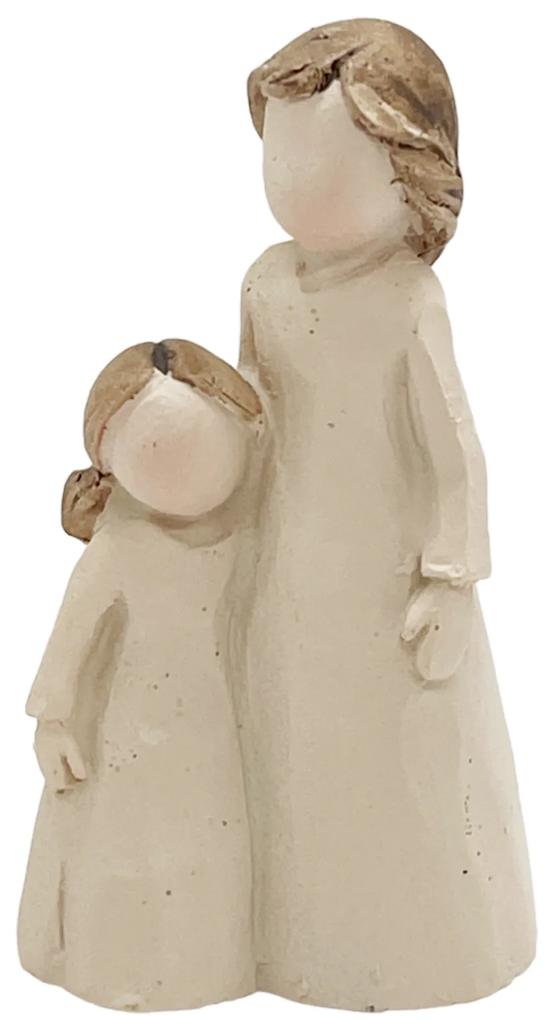 Figurina Mama cu copil, Faith, Bej, 6cm