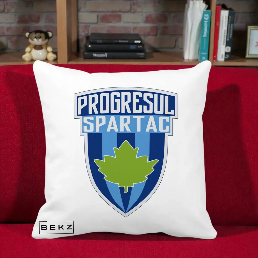 Perna Personalizata Progresul Spartac Fotbal, 40x40 cm, Alba Mata, Husa Detasabila, Perna Inclusa, BEKZ®