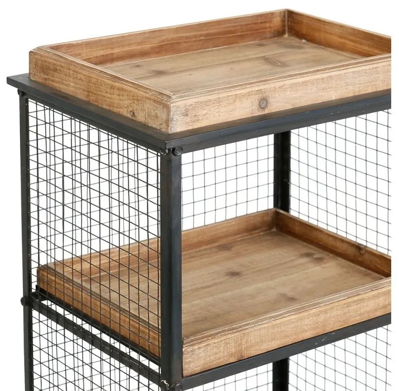 Raft organizator cu roti, din metal si MDF, 4 rafturi, Trolley